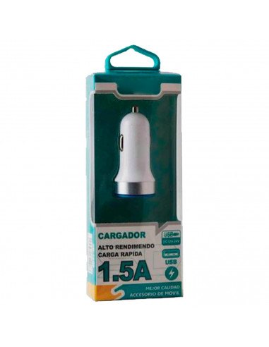 Tradineur - Cargado de mechero para coche 1.5A - Alto rendimiento / Carga rápida - 1 Puertos USB - Sin cable - Color Blanco