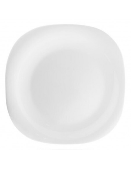 Tradineur - Plato llano cuadrado de vidrio opal, extra resistente, vajilla de cocina, apto para lavavajillas y microondas (Blanc