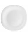 Tradineur - Plato llano cuadrado de vidrio opal, extra resistente, vajilla de cocina, apto para lavavajillas y microondas (Blanc