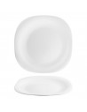 Tradineur - Plato llano cuadrado de vidrio opal, extra resistente, vajilla de cocina, apto para lavavajillas y microondas (Blanc