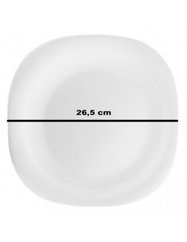 Tradineur - Plato llano cuadrado de vidrio opal, extra resistente, vajilla de cocina, apto para lavavajillas y microondas (Blanc