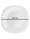 Tradineur - Plato llano cuadrado de vidrio opal, extra resistente, vajilla de cocina, apto para lavavajillas y microondas (Blanc