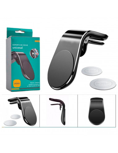 Tradineur - Soporte de móvil magnético Universal, coche, rejilla del aire - Rotación 360º - Compatible con Xiaomi, Huawei, Samsu