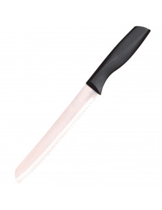 Tradineur - Cuchillo pan, cuchillo panero profesional de acero inoxidable, hoja serrada de 20 cm y mango ergonómico de plástico,
