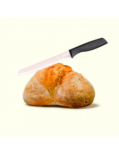 Tradineur - Cuchillo pan, cuchillo panero profesional de acero inoxidable, hoja serrada de 20 cm y mango ergonómico de plástico,