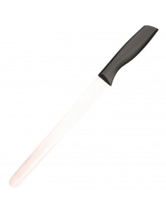 Tradineur - Cuchillo jamonero de acero inoxidable, hoja de 25 cm y mango ergonómico de plástico, cuchillo para cortado de jamón,