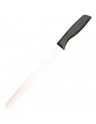 Tradineur - Cuchillo jamonero de acero inoxidable, hoja de 25 cm y mango ergonómico de plástico, cuchillo para cortado de jamón,