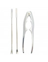 Tradineur - Set de tenaza y 2 pinchos para marisco, acero inoxidable, pinza y mini tenedores de langosta, multiusos, utensilios