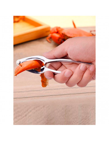 Tradineur - Set de tenaza y 2 pinchos para marisco, acero inoxidable, pinza y mini tenedores de langosta, multiusos, utensilios