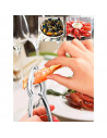 Tradineur - Set de tenaza y 2 pinchos para marisco, acero inoxidable, pinza y mini tenedores de langosta, multiusos, utensilios