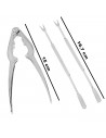 Tradineur - Set de tenaza y 2 pinchos para marisco, acero inoxidable, pinza y mini tenedores de langosta, multiusos, utensilios