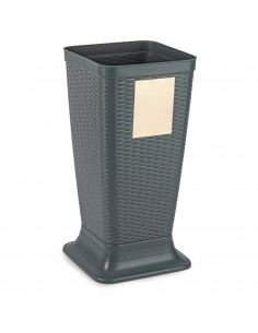 Tradineur - Paragüero de plástico - Modelo Rattan - Soporte para paraguas cuadrado para entrada de oficinas, negocios, hogar - 5