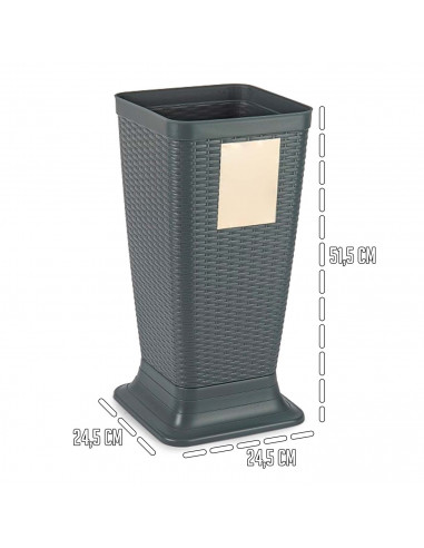 Tradineur - Paragüero de plástico - Modelo Rattan - Soporte para paraguas cuadrado para entrada de oficinas, negocios, hogar - 5