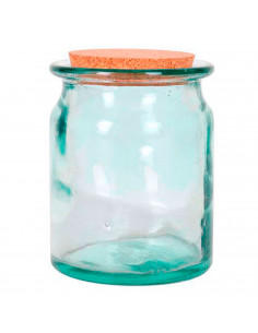Tarro redondo de vidrio transparente para guardar alimentos con tapa de corcho, capacidad 1.3 l, bote redondo de vidrio con tapó