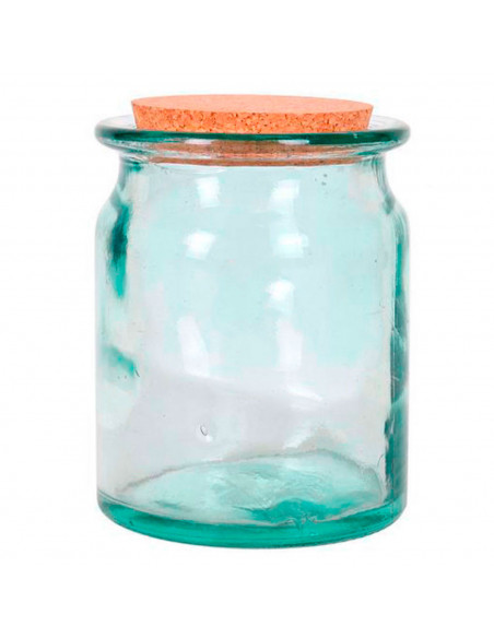Tarro redondo de vidrio transparente para guardar alimentos con tapa de corcho, capacidad 1.3 l, bote redondo de vidrio con tapó