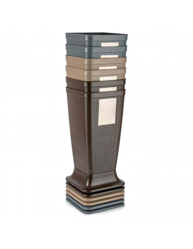 Tradineur - Paragüero de plástico - Modelo Rattan - Soporte para paraguas cuadrado para entrada de oficinas, negocios, hogar - 5