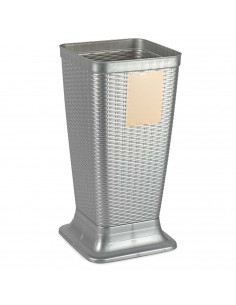 Tradineur - Paragüero de plástico - Estilo Rattan - Soporte para paraguas cuadrado para entrada de oficinas, negocios, hogar - 5