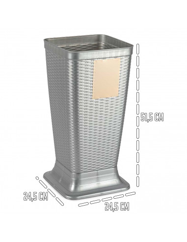 Tradineur - Paragüero de plástico - Estilo Rattan - Soporte para paraguas cuadrado para entrada de oficinas, negocios, hogar - 5