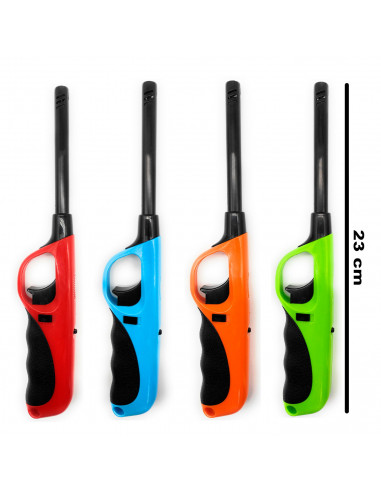 Tradineur - Encendedor electrónico para cocina de gas, mechero recargable para barbacoa, hornillo de camping, llama regulable, b