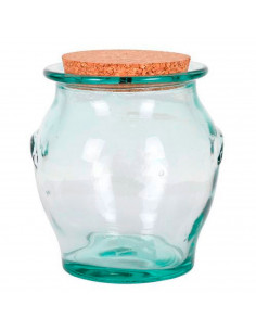 Tarro redondo de vidrio transparente para guardar miel o alimentos, con tapa de corcho, capacidad 1.5 l, bote de vidrio con tapó