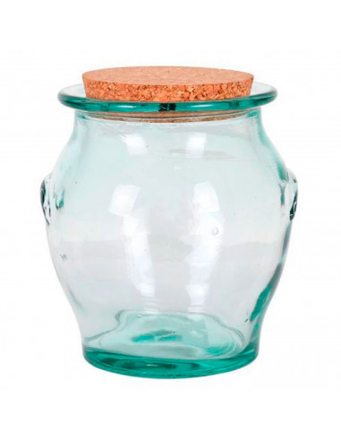 Tarro redondo de vidrio transparente para guardar miel o alimentos, con tapa de corcho, capacidad 1.5 l, bote de vidrio con tapó