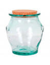 Tarro redondo de vidrio transparente para guardar miel o alimentos, con tapa de corcho, capacidad 1.5 l, bote de vidrio con tapó