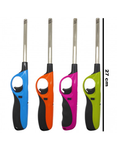 Tradineur - Encendedor electrónico para cocinas de gas, mechero recargable para barbacoa, hornillo de camping, llama regulable,