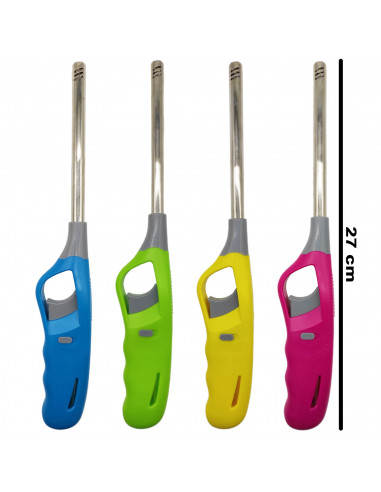 Tradineur - Encendedor electrónico, encender cocinas de gas, mechero recargable para barbacoa, hornillo de camping, bloqueo segu