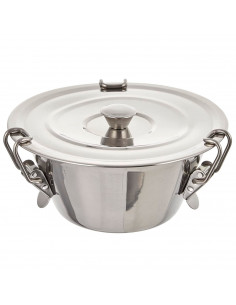 Tradineur - Flanero de acero Inoxidable con tapa y cierres de pinzas - Recipiente para elaborar flanes, repostería, cocina - Apt