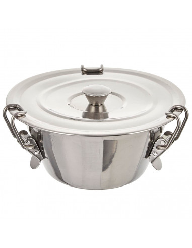 Tradineur - Flanero de acero Inoxidable con tapa y cierres de pinzas - Recipiente para elaborar flanes, repostería, cocina - Apt