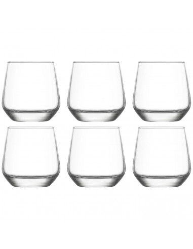 Tradineur - Set de 6 vasos de cristal para whisky, modelo "Lal", base gruesa, resistentes, aptos para lavavajillas, servir bedid