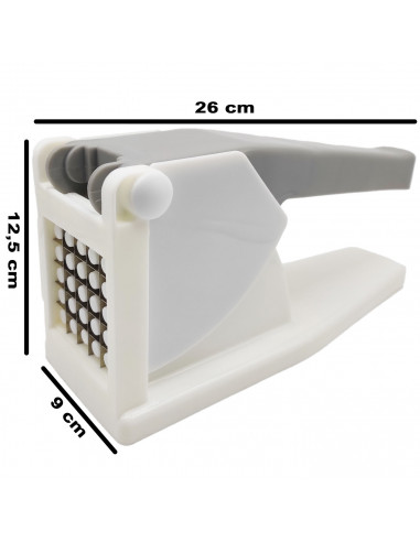 Tradineur - Cortador de patatas manual de polipropileno, cuchillas de acero inoxidable de 12 x 12 mm, cortador de zanahoria, pep