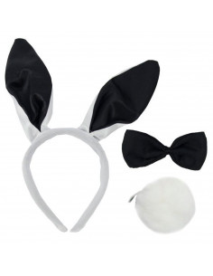 Tradineur - Set de conejita, incluye orejas, pajarita y cola, complementos de disfraces, Carnaval, Halloween, cosplay, fiestas,