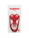 Tradineur - Set de flamenca bicolor, plástico, incluye collar, peineta, pulsera y pendientes, complementos para disfraz de sevil