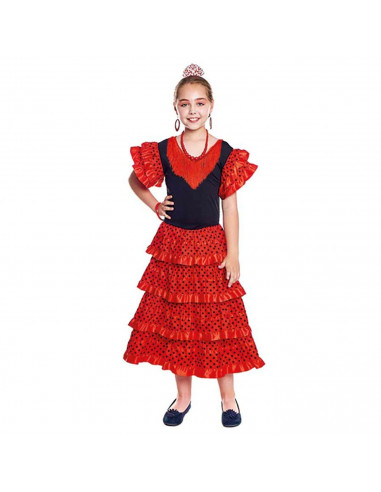 Tradineur - Set de flamenca bicolor, plástico, incluye collar, peineta, pulsera y pendientes, complementos para disfraz de sevil