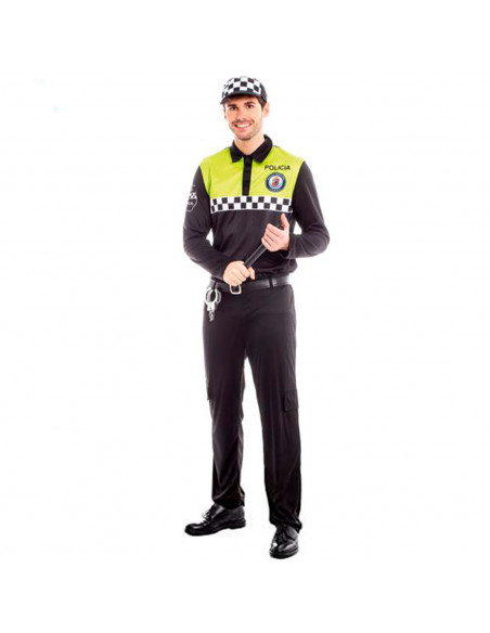 Tradineur - Disfraz de policía adulto, agente policía local, fibra sintética, incluye camiseta, pantalón, gorra y cinturón, carn Tradineur - Disfraz de policía adulto, agente policía local, fibra sintética, incluye camiseta, pantalón, gorra y cinturón, carn