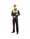 Tradineur - Disfraz de policía adulto, agente policía local, fibra sintética, incluye camiseta, pantalón, gorra y cinturón, carn