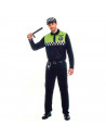 Tradineur - Disfraz de policía adulto, agente policía local, fibra sintética, incluye camiseta, pantalón, gorra y cinturón, carn