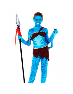 Tradineur - Disfraz de guerrera tribal infantil - Fabricado en fibra sintética - Incluye camiseta, pantalón, top, cinturón, cola