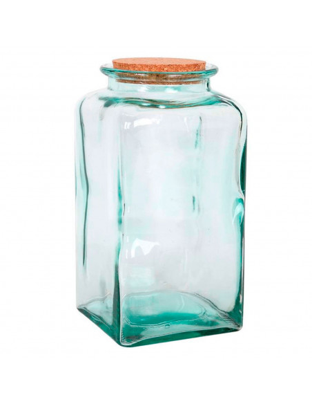 Tarro cuadrado de vidrio transparente para guardar alimentos con tapa de corcho, capacidad 3.5 litros, bote cuadrado de vidrio c