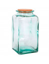 Tarro cuadrado de vidrio transparente para guardar alimentos con tapa de corcho, capacidad 3.5 litros, bote cuadrado de vidrio c