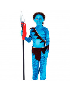 Tradineur - Disfraz de guerrero tribal infantil - Fabricado en fibra sintética - Incluye camiseta, pantalón, cinturón, banda, co