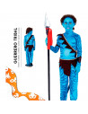 Tradineur - Disfraz de guerrero tribal infantil - Fabricado en fibra sintética - Incluye camiseta, pantalón, cinturón, banda, co