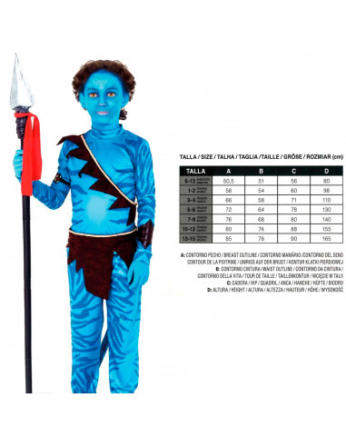 Tradineur - Disfraz de guerrero tribal infantil - Fabricado en fibra sintética - Incluye camiseta, pantalón, cinturón, banda, co