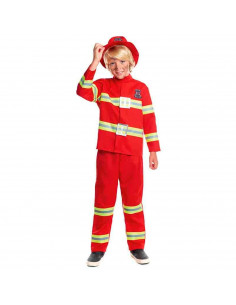 Tradineur - Disfraz de bombero infantil unisex - Fabricado en fibra sintética - Incluye camiseta, pantalón y gorro - Carnaval, H