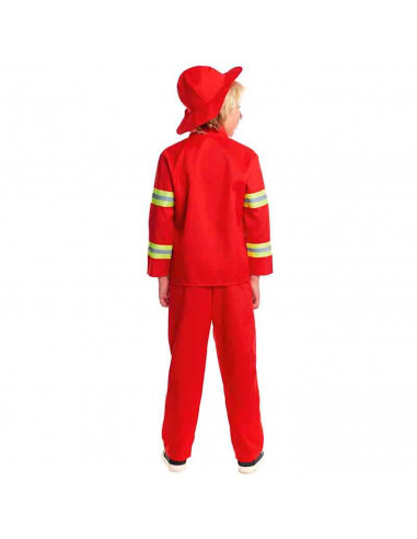 Tradineur - Disfraz de bombero infantil unisex - Fabricado en fibra sintética - Incluye camiseta, pantalón y gorro - Carnaval, H