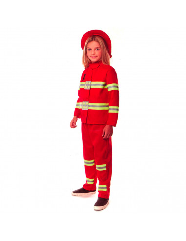 Tradineur - Disfraz de bombero infantil unisex - Fabricado en fibra sintética - Incluye camiseta, pantalón y gorro - Carnaval, H