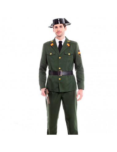 Tradineur - Disfraz de guardia civil para adulto, agente, fibra sintética, incluye chaqueta, pantalón y cinturón, carnaval, Hall