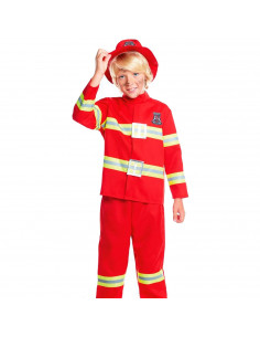 Tradineur - Disfraz de bombero infantil unisex - Fabricado en fibra sintética - Incluye camiseta, pantalón y gorro - Carnaval, H