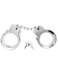 Tradineur - Esposas de plástico, incluyen llaves y botón de seguridad, complemento para disfraces policía, sheriff, carnaval, Ha